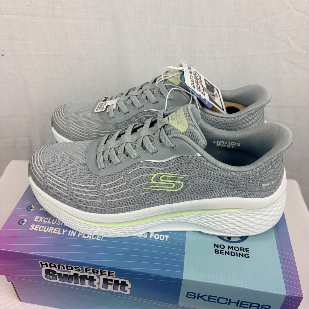 Skechers Hands Free Swift Fit Gray Lime Green Women Sneakers 179313S Size 10 - Picture 3 of 8